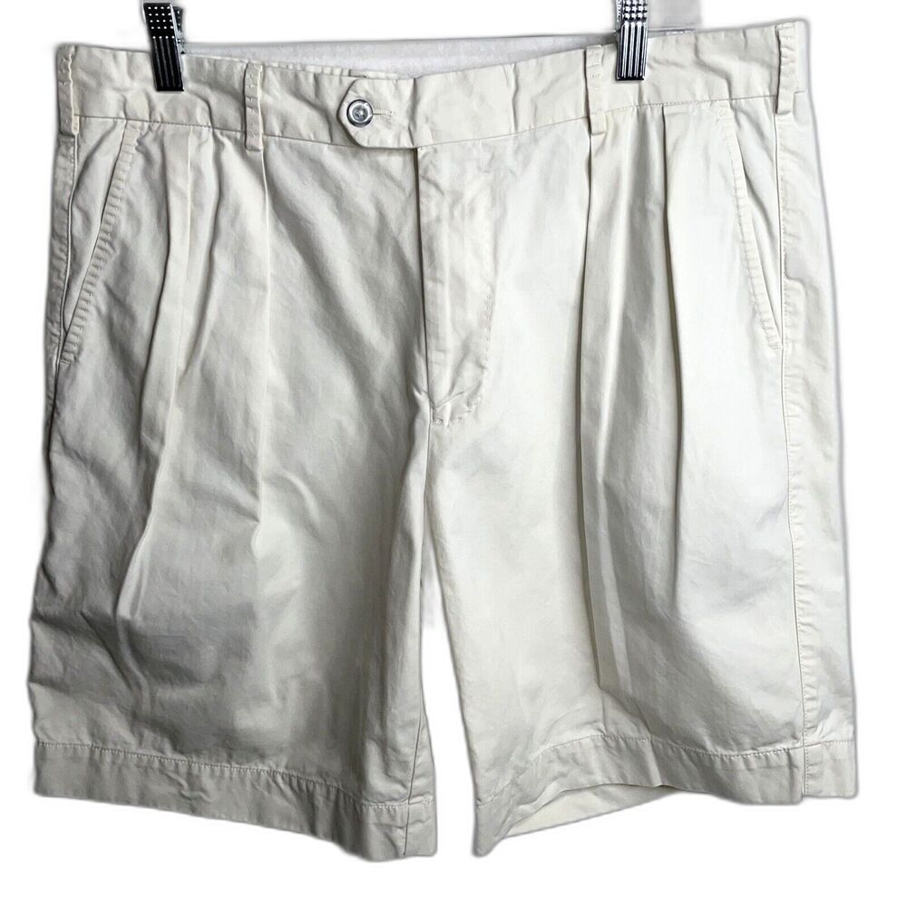 Martin Mens Cream The Club Short Size 36 Pleated Casual Golf Vaction Cruise